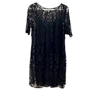 Motherhood Maternity Dress black lace overlay M